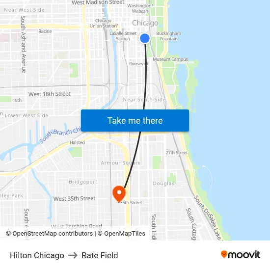 Hilton Chicago to Rate Field map