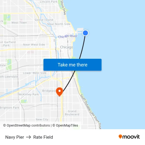 Navy Pier to Rate Field map