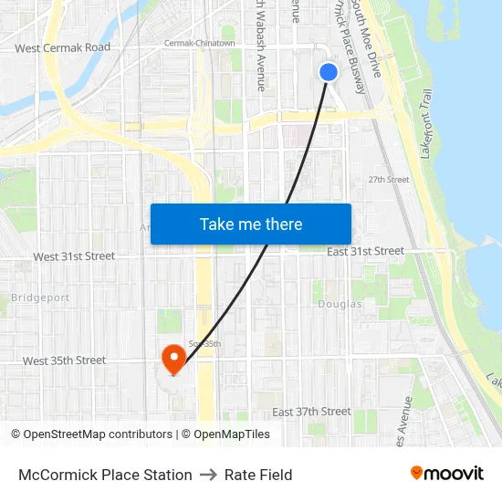 McCormick Place Station to Rate Field map