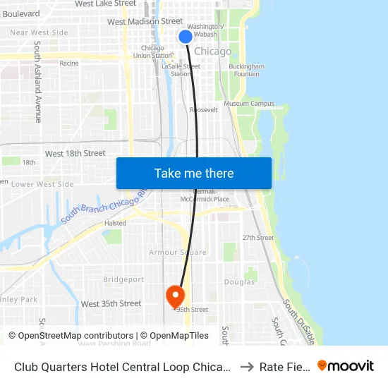 Club Quarters Hotel Central Loop Chicago to Rate Field map