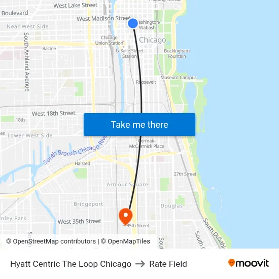 Hyatt Centric The Loop Chicago to Rate Field map