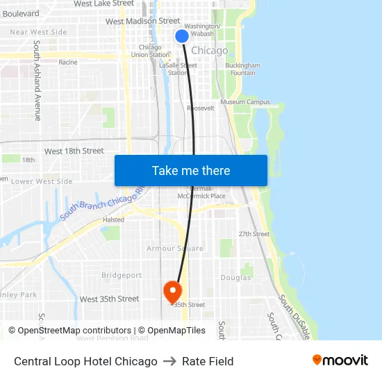 Central Loop Hotel Chicago to Rate Field map