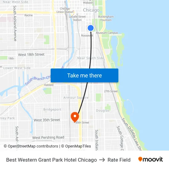 Best Western Grant Park Hotel Chicago to Rate Field map