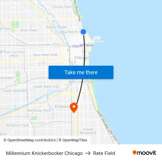Millennium Knickerbocker Chicago to Rate Field map