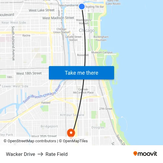 Wacker Drive to Rate Field map