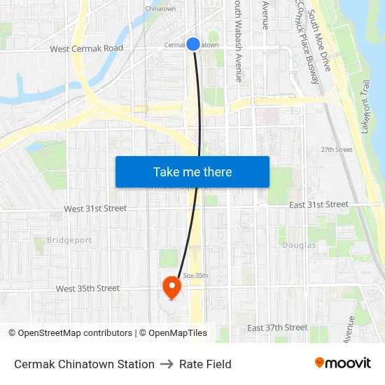 Cermak Chinatown Station to Rate Field map