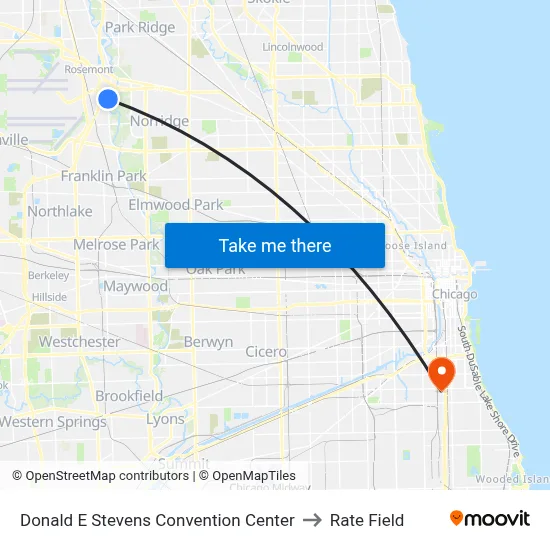 Donald E Stevens Convention Center to Rate Field map