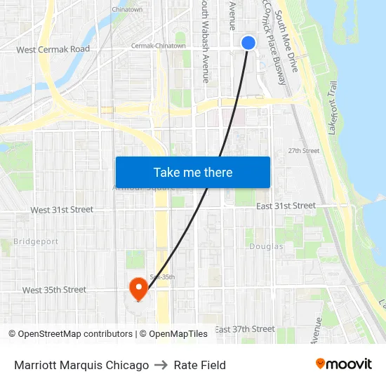 Marriott Marquis Chicago to Rate Field map