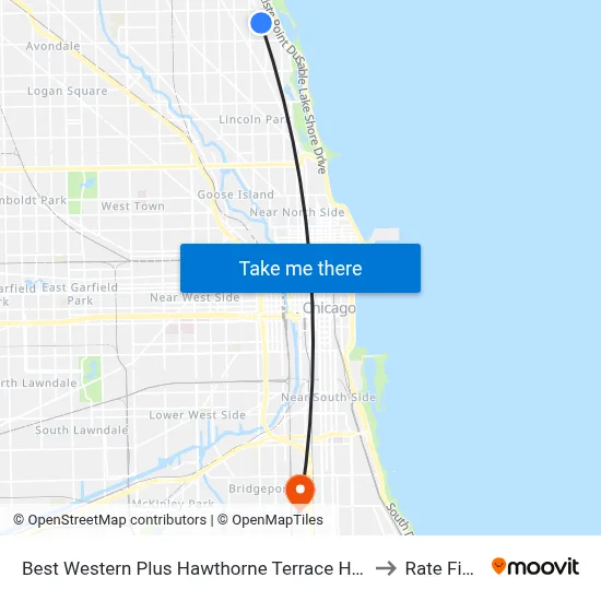Best Western Plus Hawthorne Terrace Hotel to Rate Field map
