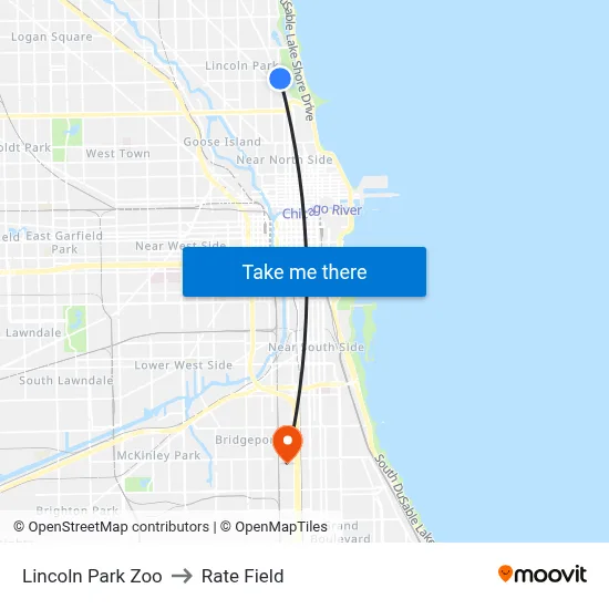 Lincoln Park Zoo to Rate Field map