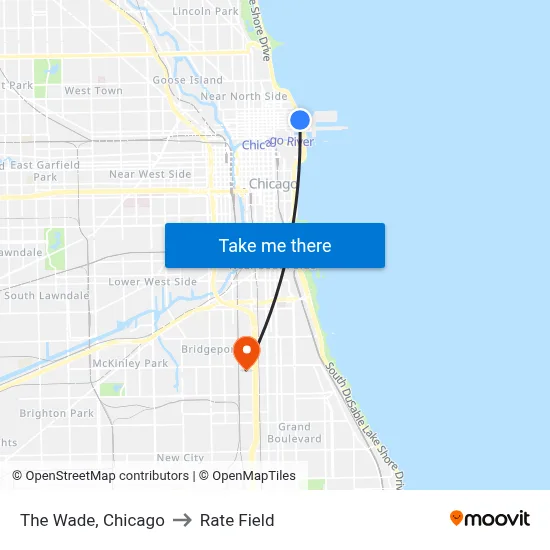 The Wade, Chicago to Rate Field map