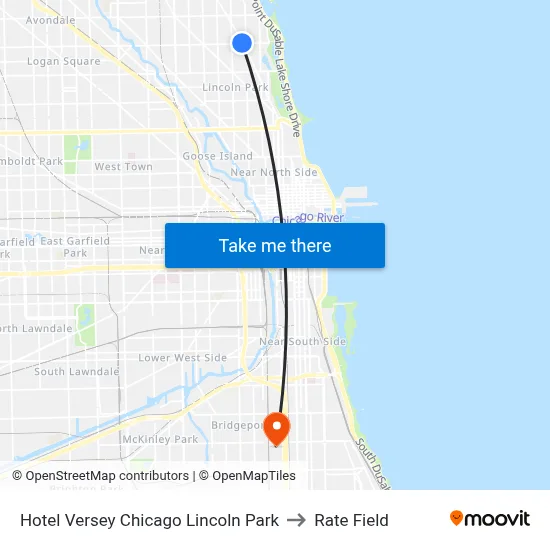 Hotel Versey Chicago Lincoln Park to Rate Field map