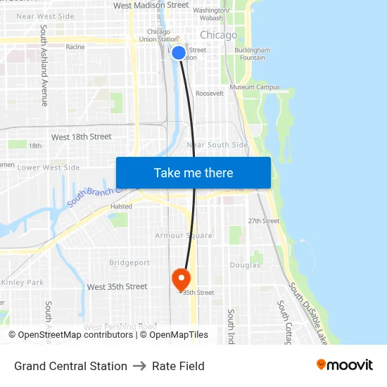 Grand Central Station to Rate Field map