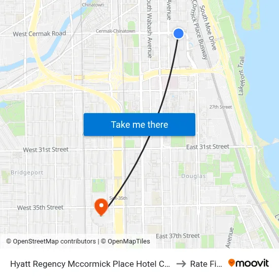 Hyatt Regency Mccormick Place Hotel Chicago, 301 E Cermak Rd to Rate Field map