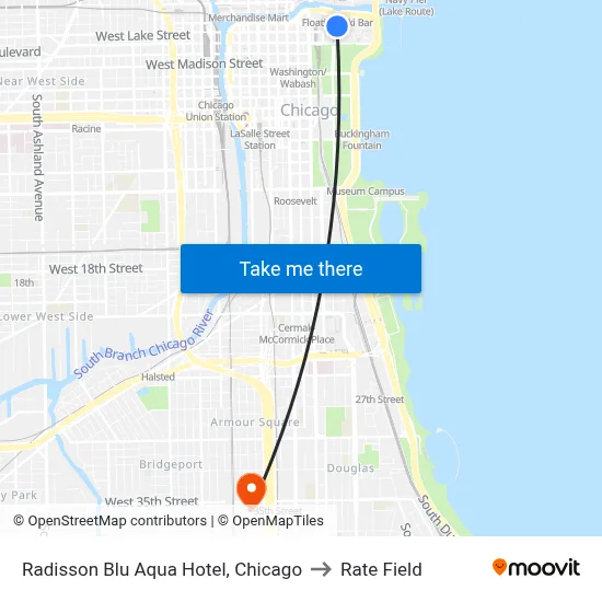 Radisson Blu Aqua Hotel to Rate Field map