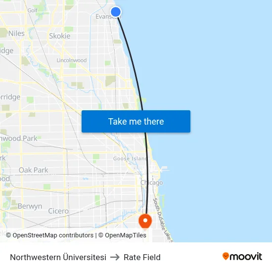 Northwestern Üniversitesi to Rate Field map
