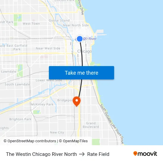 The Westin Chicago River North to Rate Field map