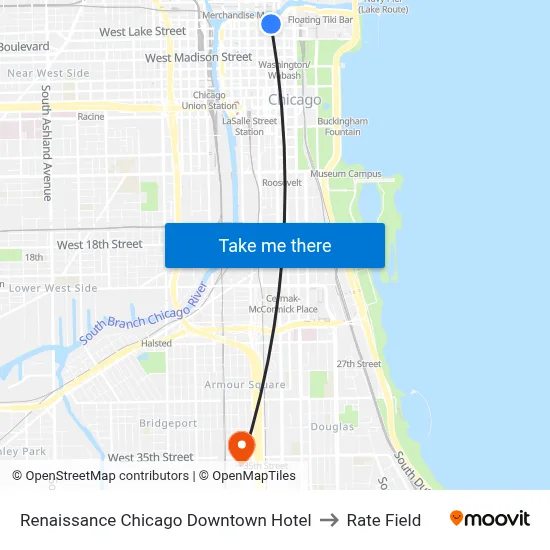 Renaissance Chicago Downtown Hotel to Rate Field map