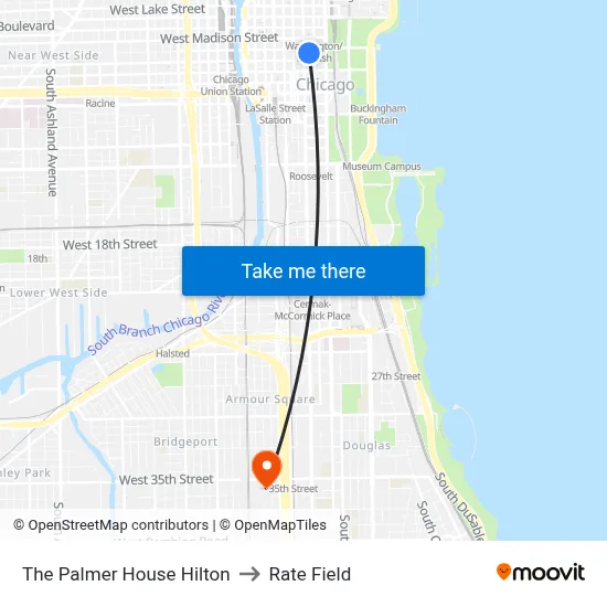 The Palmer House Hilton to Rate Field map