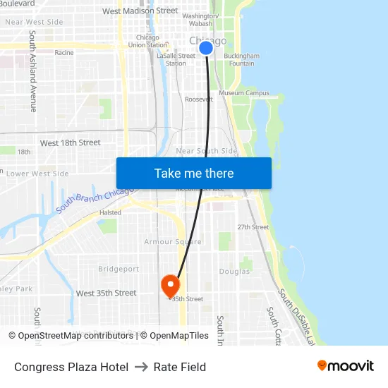 Congress Plaza Hotel to Rate Field map