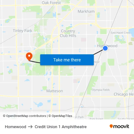 Homewood to Credit Union 1 Amphitheatre map