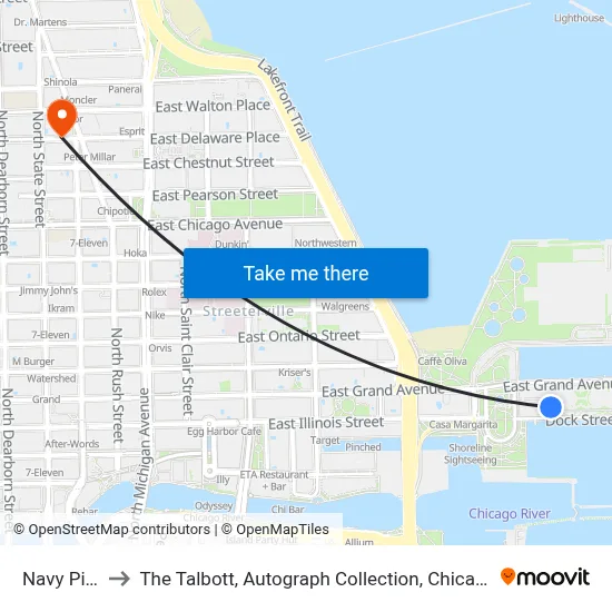 Navy Pier to The Talbott, Autograph Collection, Chicago map