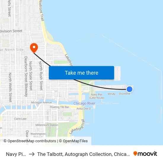 Navy Pier to The Talbott, Autograph Collection, Chicago map