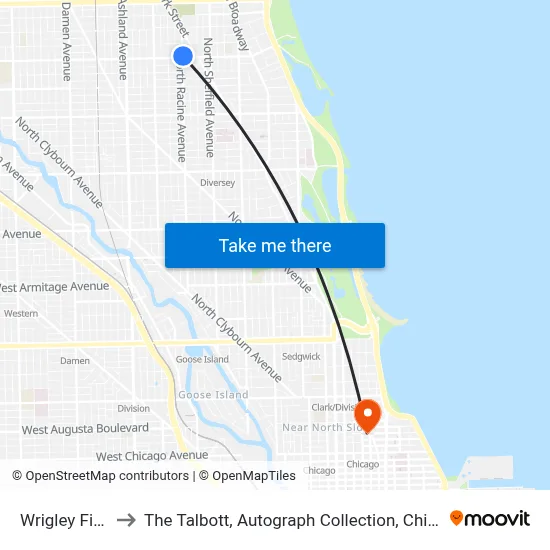 Wrigley Field to The Talbott, Autograph Collection, Chicago map