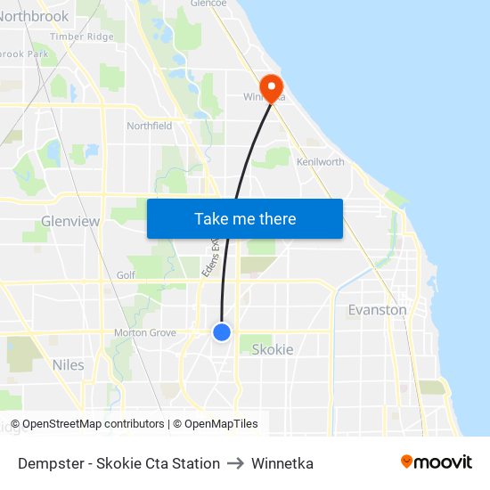 Dempster - Skokie Cta Station to Winnetka map