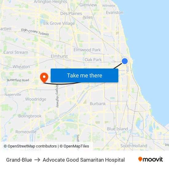 Grand-Blue to Advocate Good Samaritan Hospital map