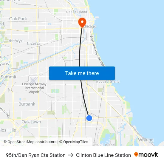 95th/Dan Ryan Cta Station to Clinton Blue Line Station map