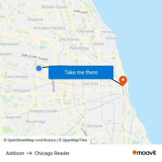 Addison to Chicago Reader map