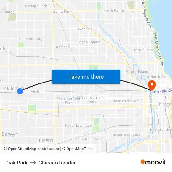 Oak Park to Chicago Reader map