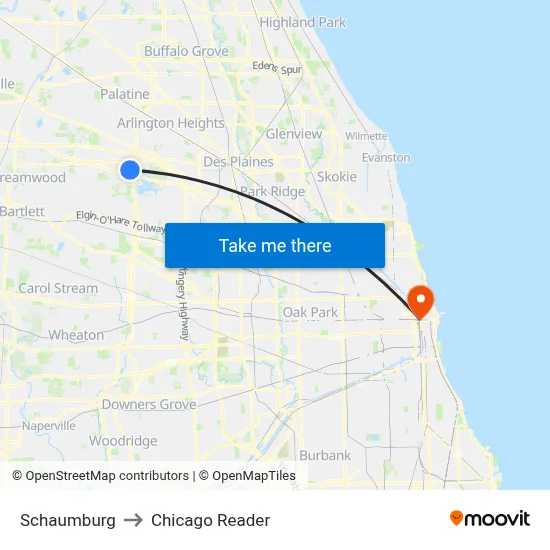 Schaumburg to Chicago Reader map
