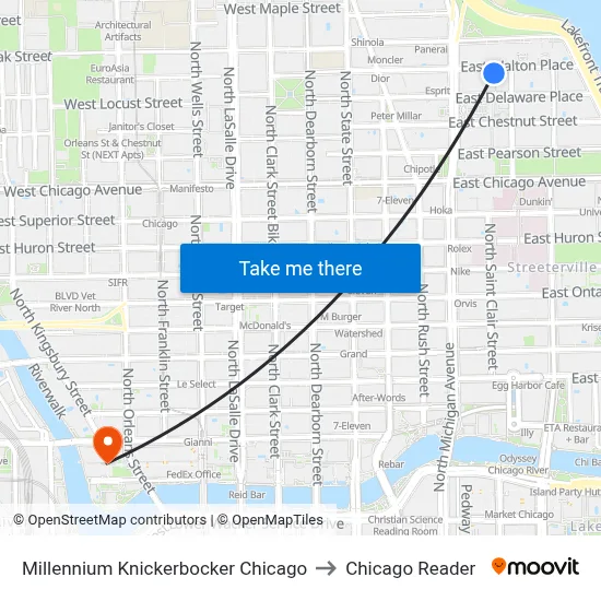 Millennium Knickerbocker Chicago to Chicago Reader map