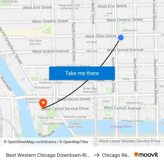 Best Western Chicago Downtown-River North to Chicago Reader map