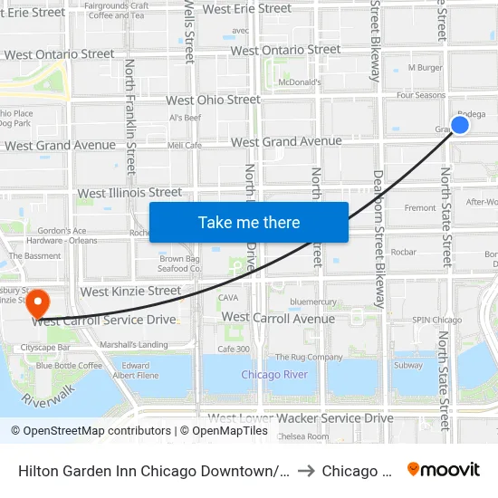 Hilton Garden Inn Chicago Downtown/Magnificent Mile to Chicago Reader map