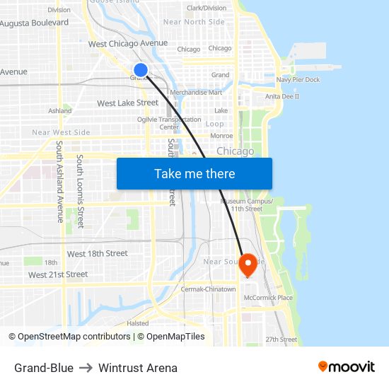 Grand-Blue to Wintrust Arena map