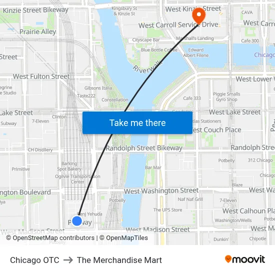 Chicago OTC to The Merchandise Mart map
