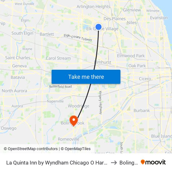 La Quinta Inn by Wyndham Chicago O Hare Airport Elk Grove Village to Bolingbrook map