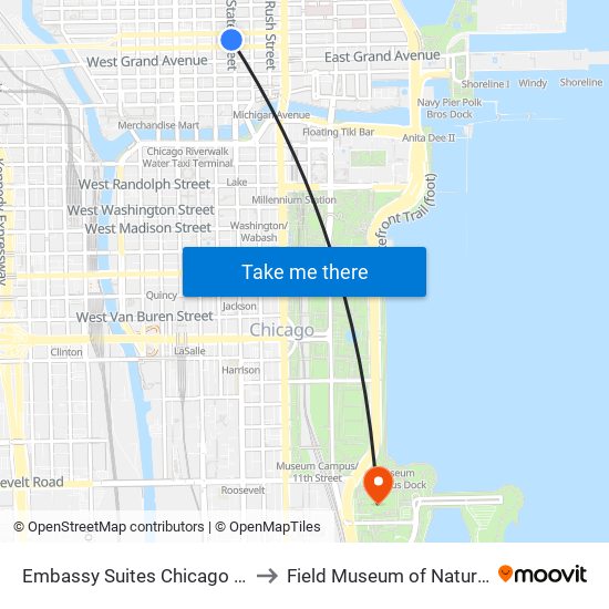 Embassy Suites Chicago Downtown to Field Museum of Natural History map