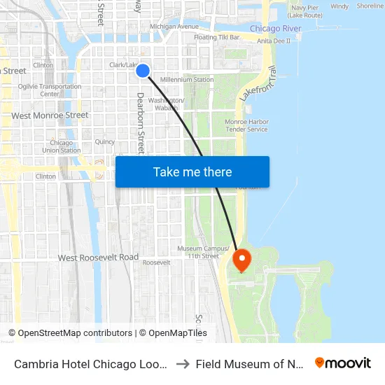 Cambria Hotel Chicago Loop Theatre District to Field Museum of Natural History map