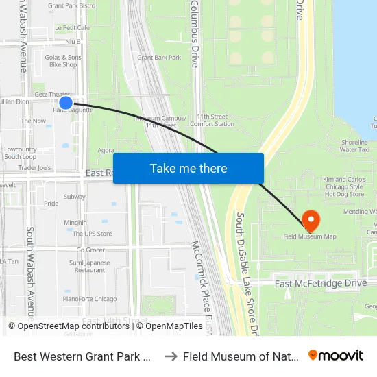 Best Western Grant Park Hotel Chicago to Field Museum of Natural History map