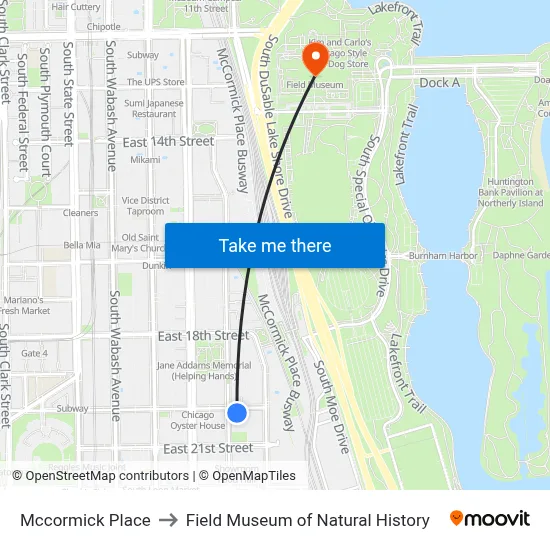 Mccormick Place to Field Museum of Natural History map