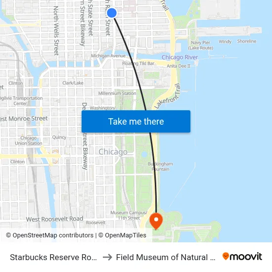 Starbucks Reserve Roastery to Field Museum of Natural History map
