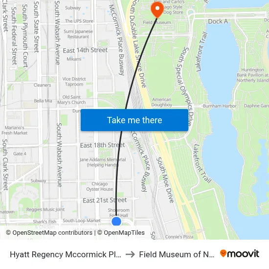 Hyatt Regency Mccormick Place Hotel Chicago to Field Museum of Natural History map