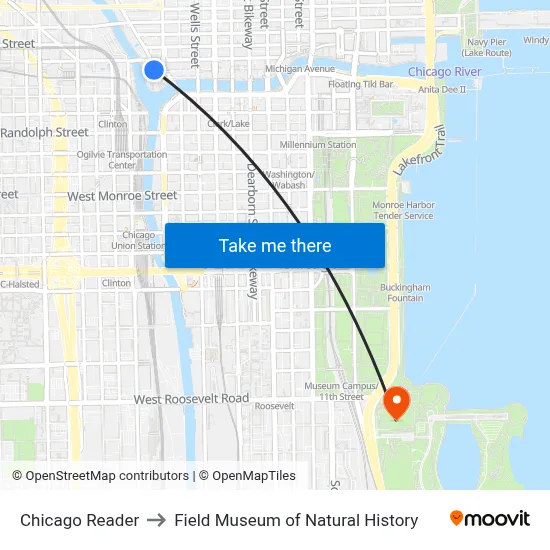 Chicago Reader to Field Museum of Natural History map