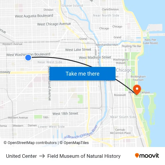 United Center to Field Museum of Natural History map