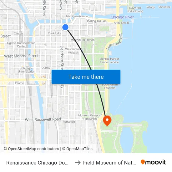 Renaissance Chicago Downtown Hotel to Field Museum of Natural History map
