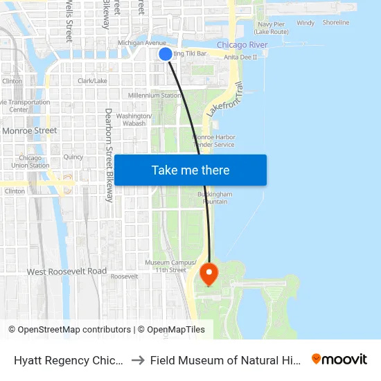 Hyatt Regency Chicago to Field Museum of Natural History map